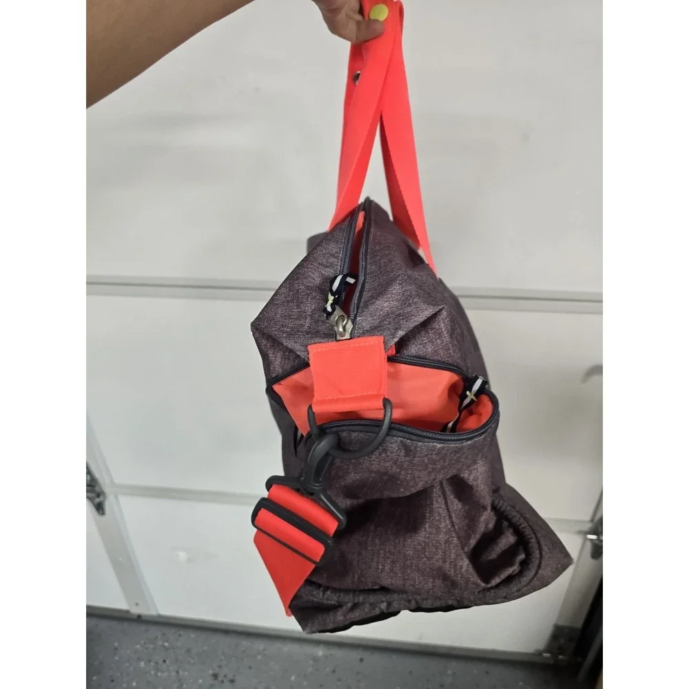 Adidas Gym Duffle Bag Gray/Orange Sport Training Travel Carry-On Shoulder Strap